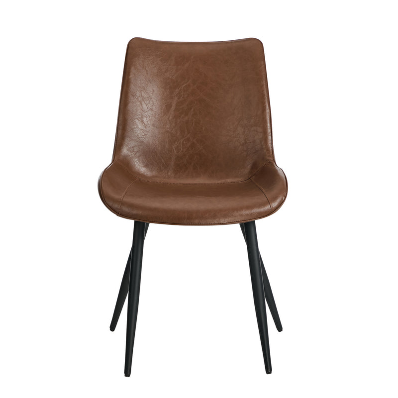 Oikiture 2x Dining Chairs Kitchen Chairs Upholstered PU Leather Brown