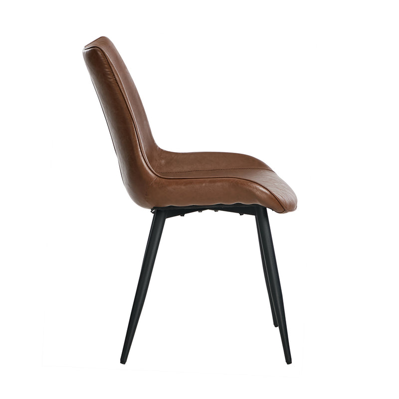 Oikiture 2x Dining Chairs Kitchen Chairs Upholstered PU Leather Brown