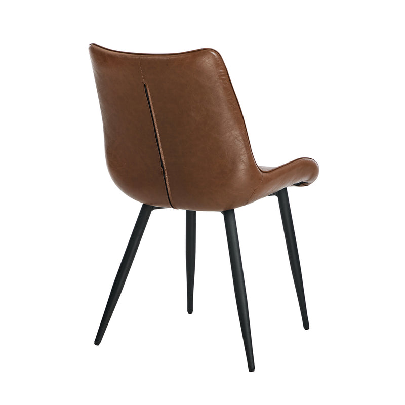 Oikiture 2x Dining Chairs Kitchen Chairs Upholstered PU Leather Brown