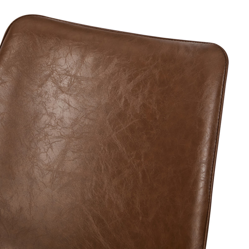Oikiture 2x Dining Chairs Kitchen Chairs Upholstered PU Leather Brown