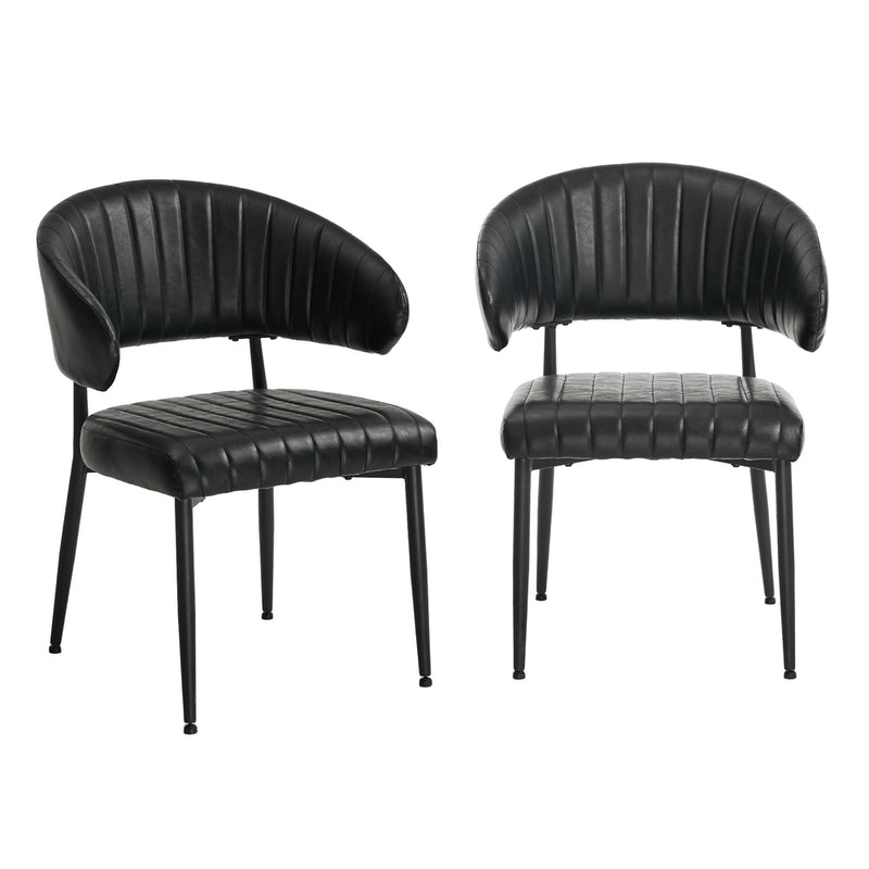 Oikiture 2x PU Leather Dining Chair Kitchen Padded Seat Black