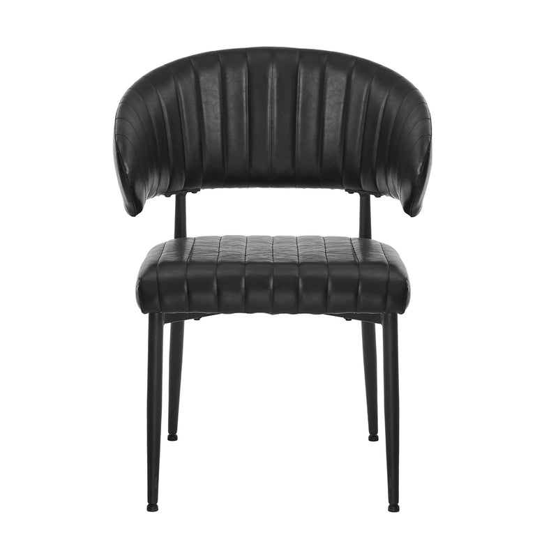 Oikiture 2x PU Leather Dining Chair Kitchen Padded Seat Black