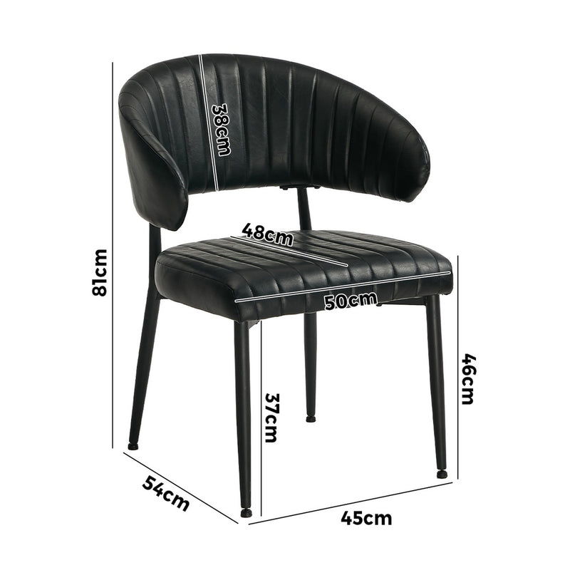 Oikiture 2x PU Leather Dining Chair Kitchen Padded Seat Black