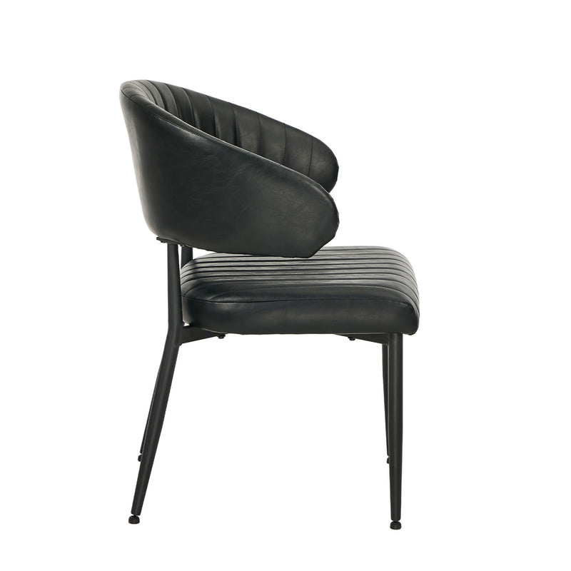 Oikiture 2x PU Leather Dining Chair Kitchen Padded Seat Black
