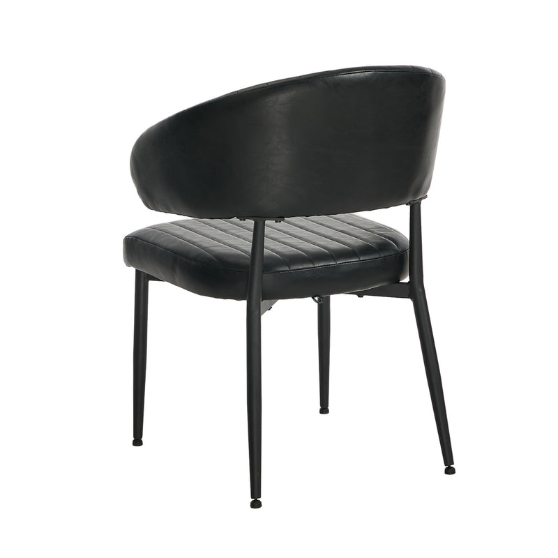 Oikiture 2x PU Leather Dining Chair Kitchen Padded Seat Black