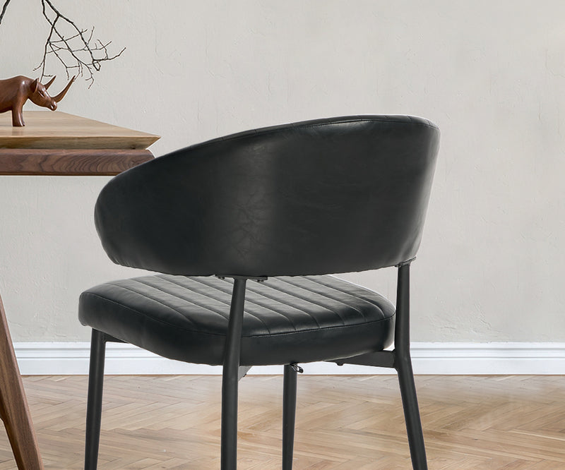 Oikiture 2x PU Leather Dining Chair Kitchen Padded Seat Black
