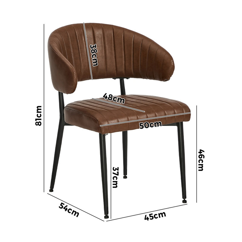 Oikiture 4x PU Leather Dining Chair Kitchen Padded Seat Brown