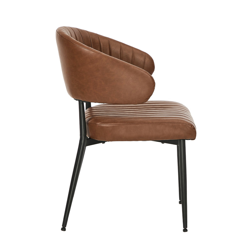 Oikiture 6x PU Leather Dining Chair Kitchen Padded Seat Brown