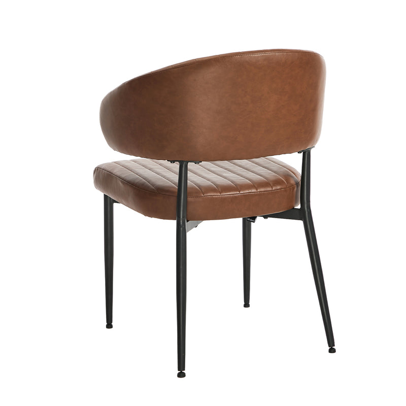 Oikiture 6x PU Leather Dining Chair Kitchen Padded Seat Brown
