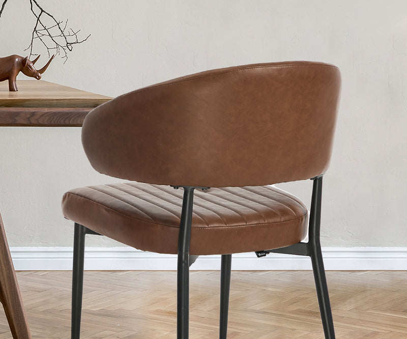 Oikiture 6x PU Leather Dining Chair Kitchen Padded Seat Brown