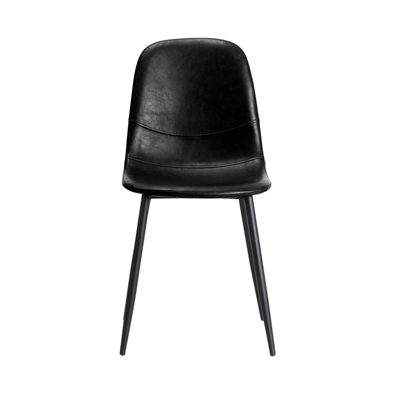 Oikiture 2x Dining Chairs PU Leather Black