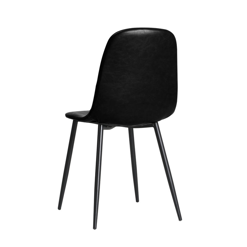 Oikiture 2x Dining Chairs PU Leather Black