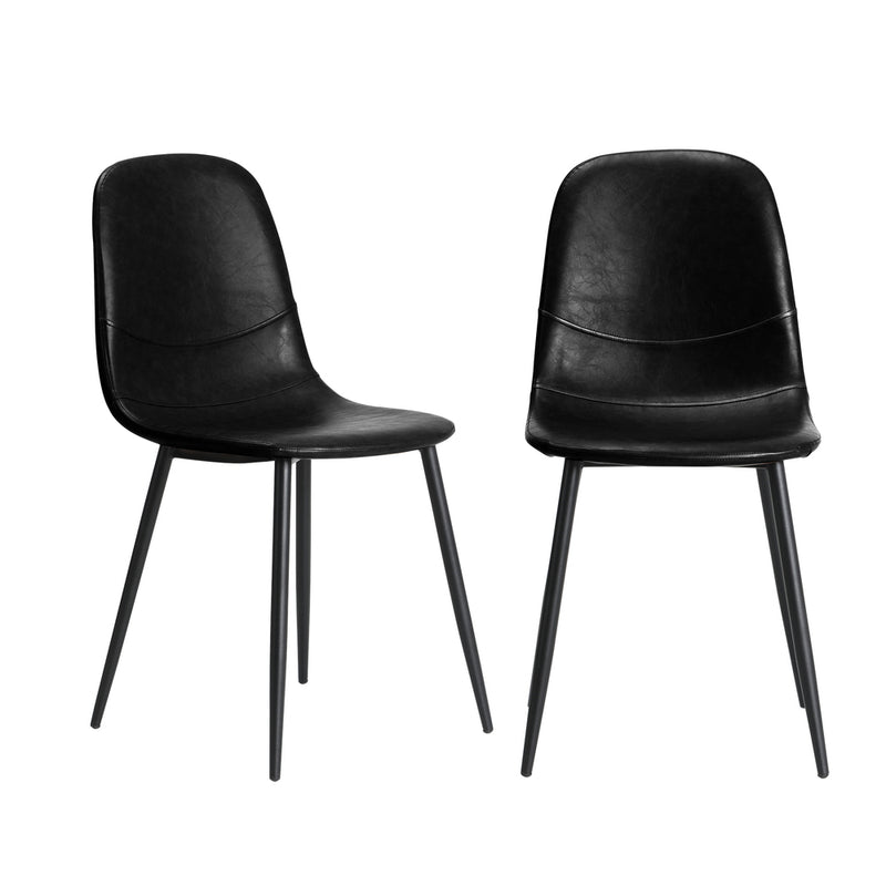 Oikiture 6x Dining Chairs PU Leather Black