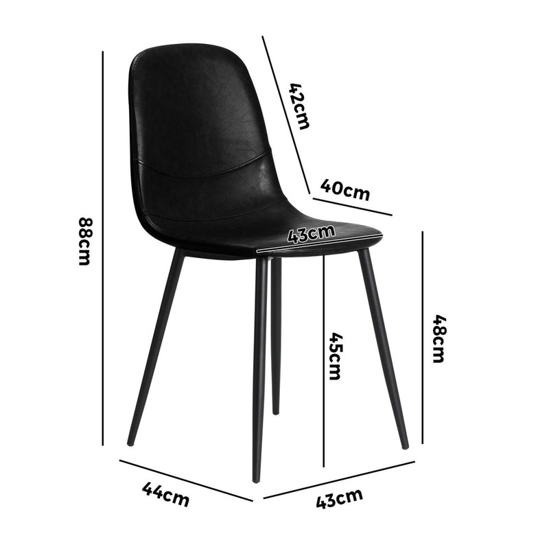 Oikiture 8x Dining Chairs Accent Chair PU Leather Black