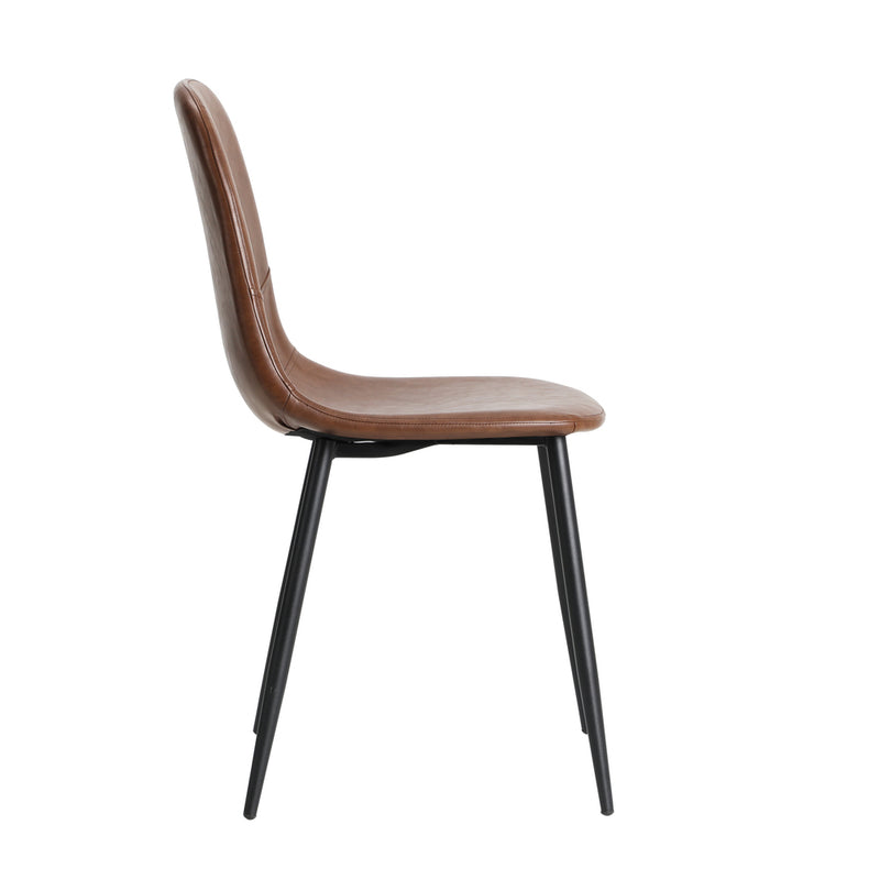 Oikiture 2x Dining Chairs Lounge Room PU Leather Brown