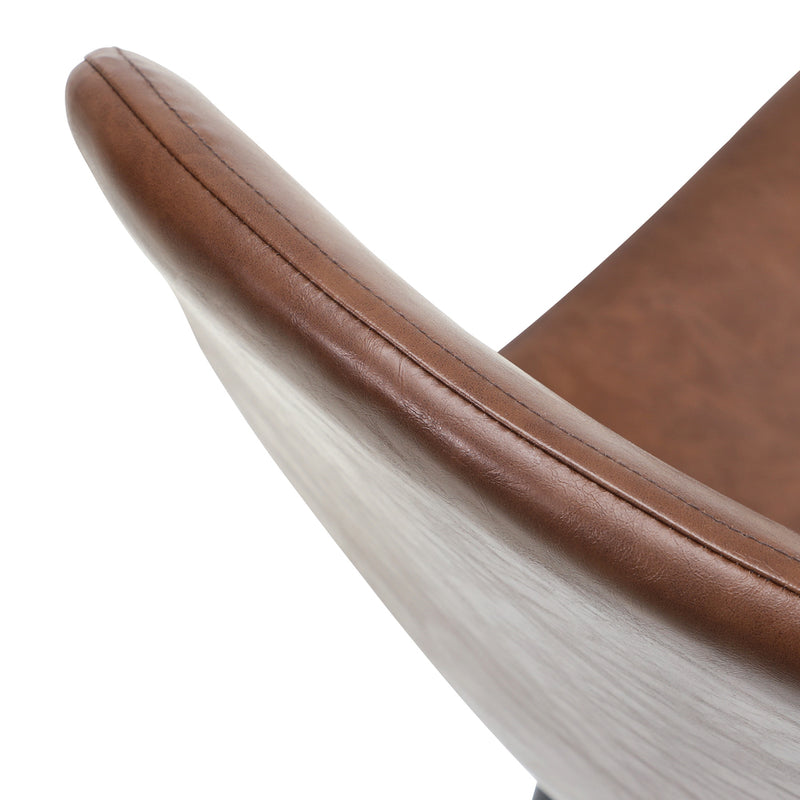 Oikiture 2x Dining Chairs Lounge Room PU Leather Brown