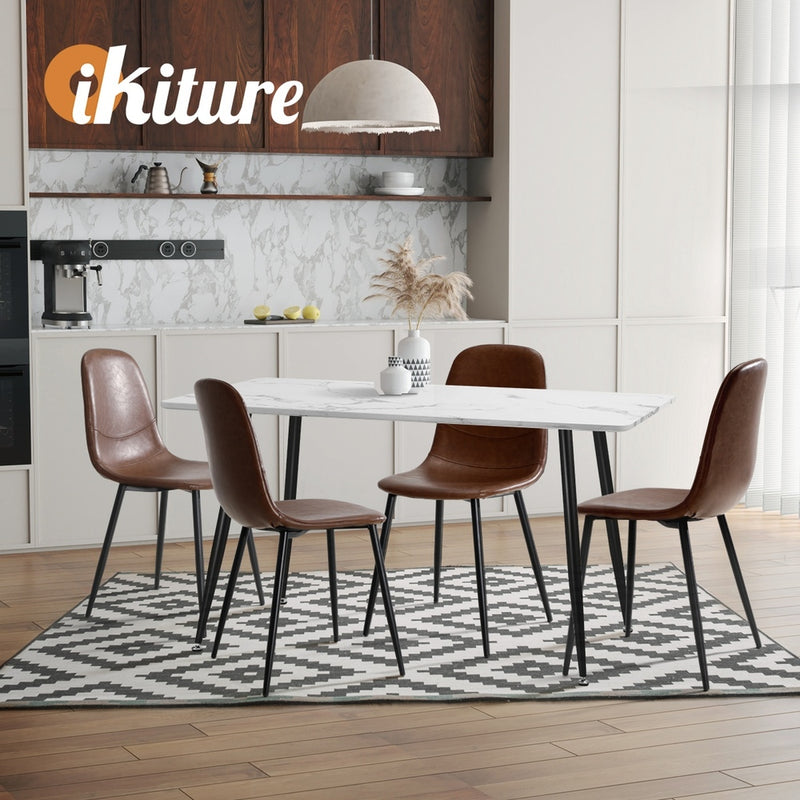 Oikiture 8x Dining Chairs Accent Chair PU Leather Brown