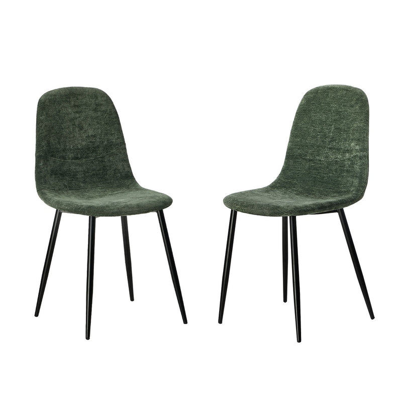 Oikiture 2x Dining Chairs Kitchen Accent Chair Lounge Chenille Green