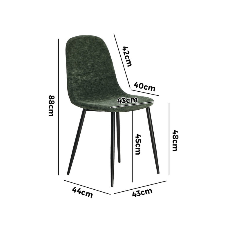 Oikiture 2x Dining Chairs Kitchen Accent Chair Lounge Chenille Green