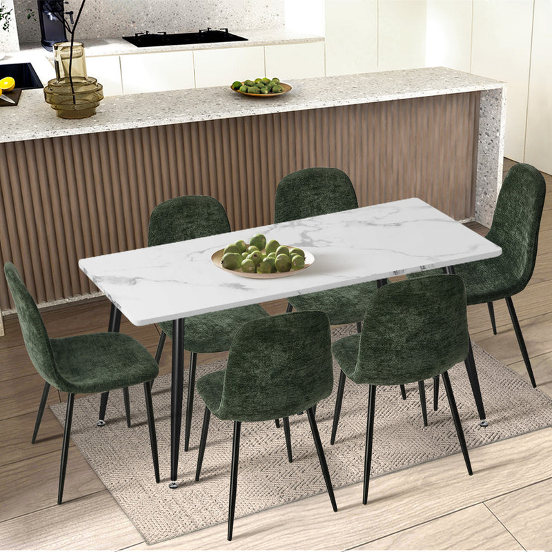 Oikiture 2x Dining Chairs Kitchen Accent Chair Lounge Chenille Green