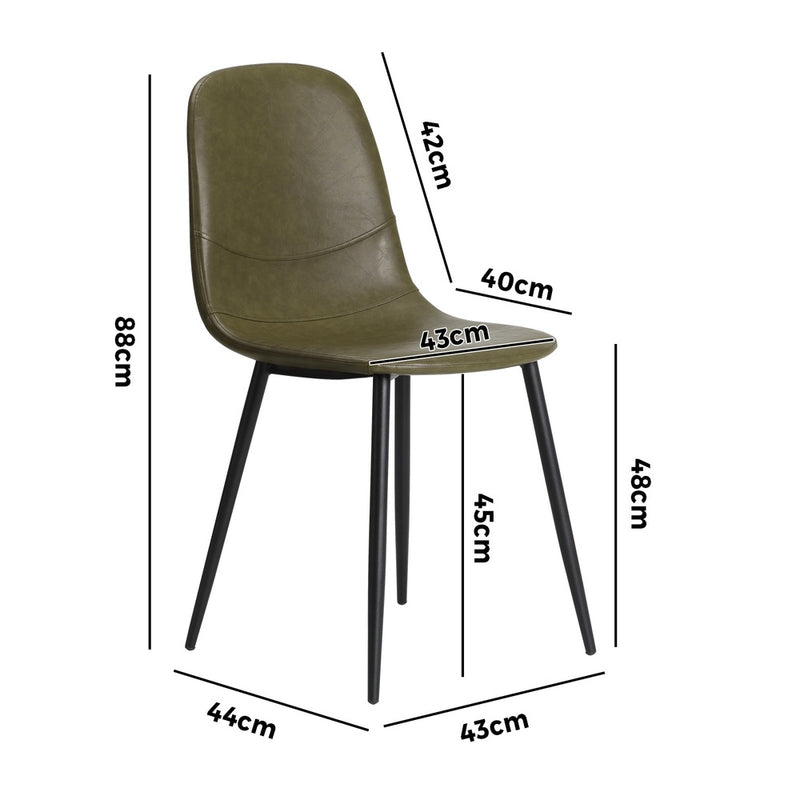 Oikiture 2x Dining Chairs PU Leather Green