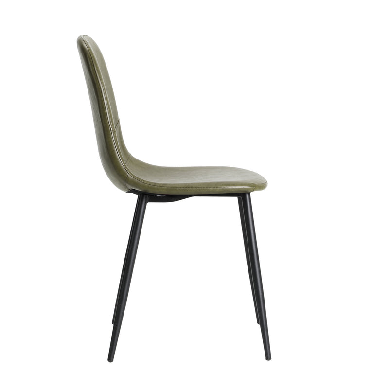 Oikiture 2x Dining Chairs PU Leather Green