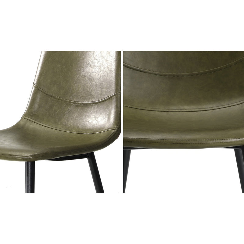 Oikiture 2x Dining Chairs PU Leather Green