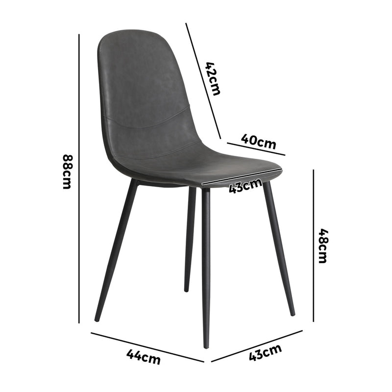 Oikiture 2x Dining Chairs Lounge Room PU Leather Grey