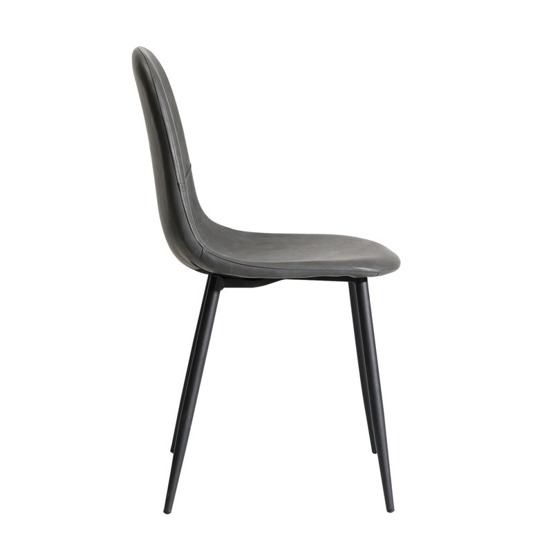 Oikiture 2x Dining Chairs Lounge Room PU Leather Grey
