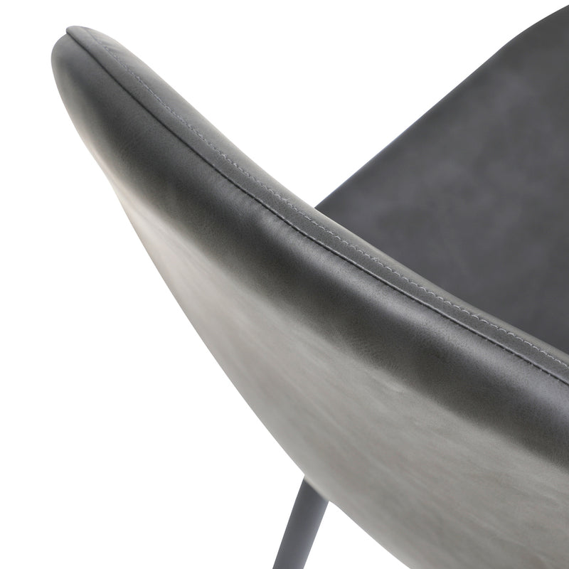 Oikiture 2x Dining Chairs Lounge Room PU Leather Grey