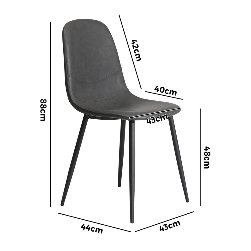 Oikiture 6x Dining Chairs PU Leather Grey