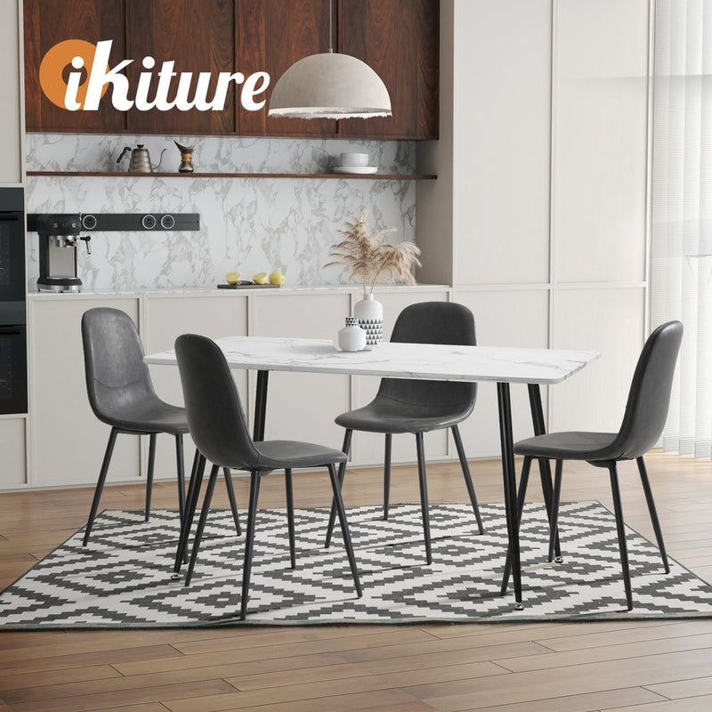 Oikiture 6x Dining Chairs PU Leather Grey