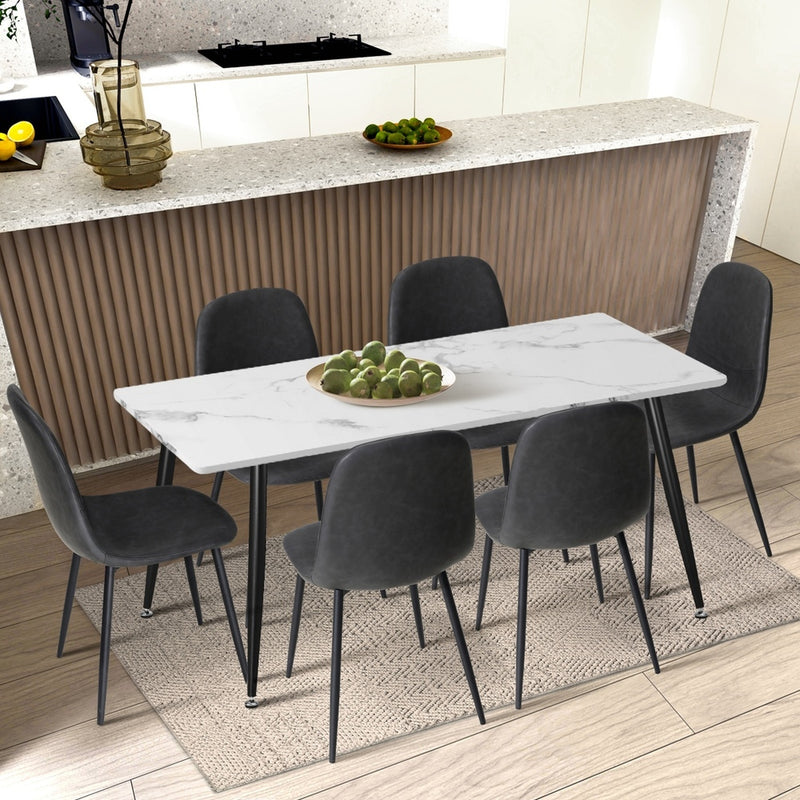 Oikiture 6x Dining Chairs PU Leather Grey