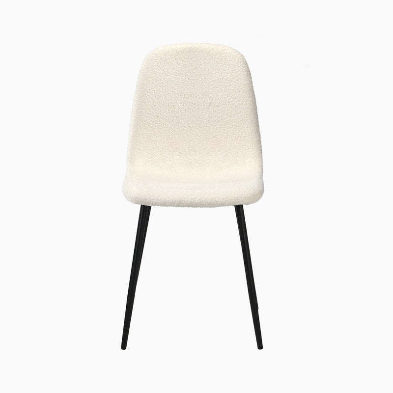 Oikiture 2x Dining Chairs Sherpa White and Black