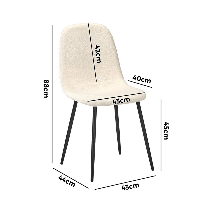 Oikiture 2x Dining Chairs Sherpa White and Black