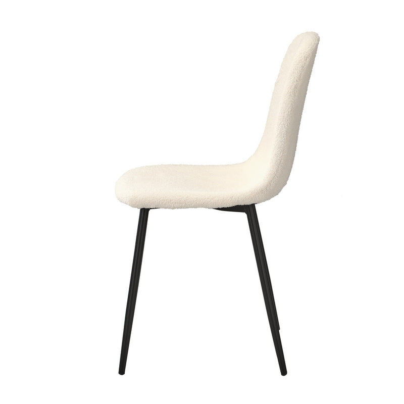 Oikiture 2x Dining Chairs Sherpa White and Black