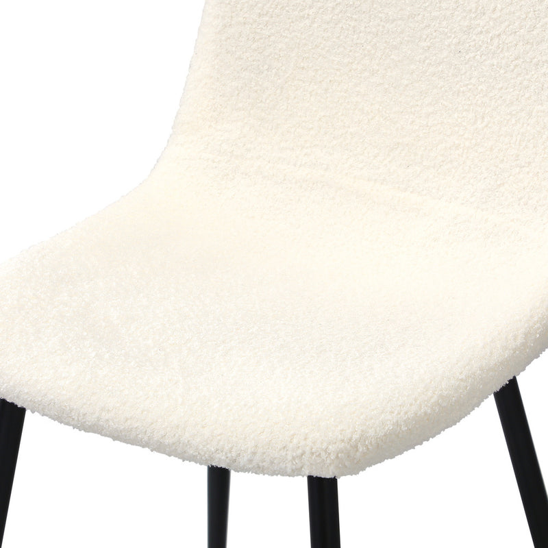 Oikiture 2x Dining Chairs Sherpa White and Black