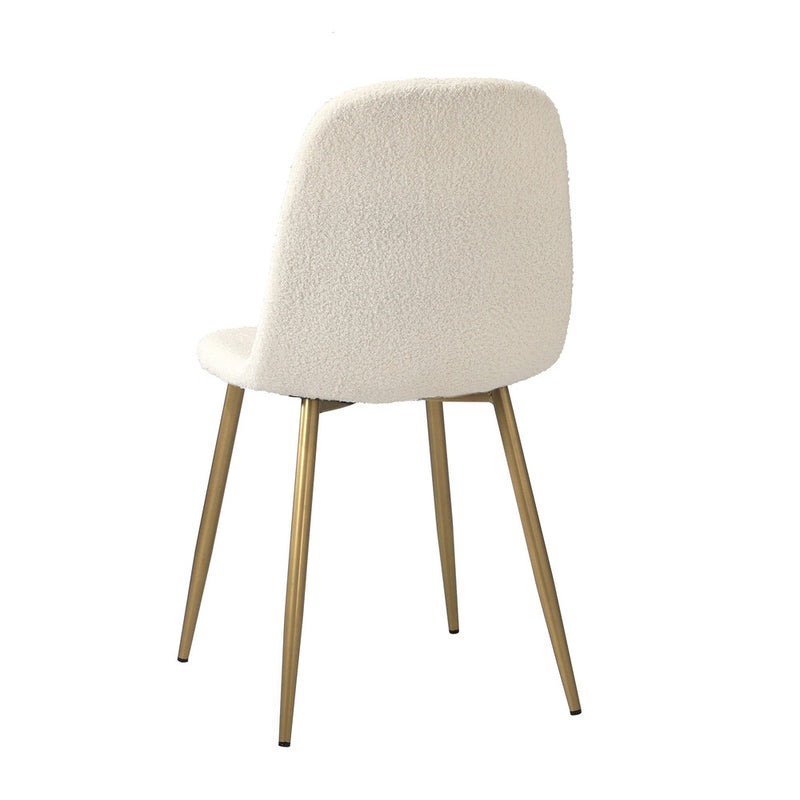 Oikiture 2x Dining Chairs Sherpa White and Golden