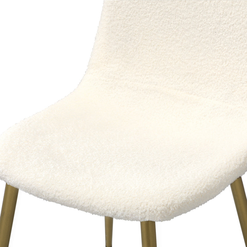 Oikiture 2x Dining Chairs Sherpa White and Golden