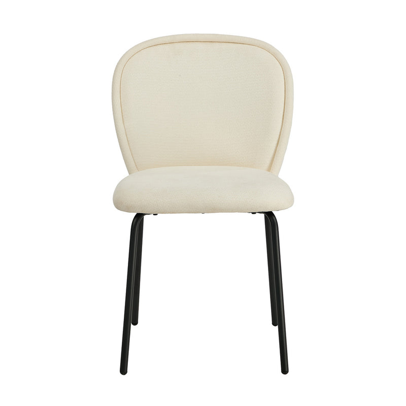 Oikiture 2x Dining Chairs Kitchen Chairs Chenille Pad Metal Legs Beige