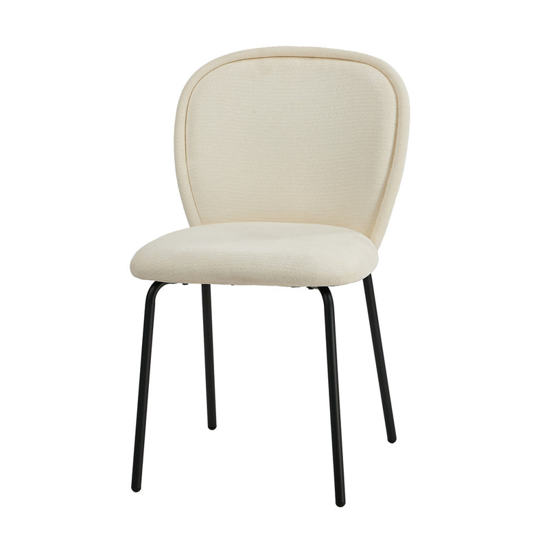 Oikiture 2x Dining Chairs Kitchen Chairs Chenille Pad Metal Legs Beige