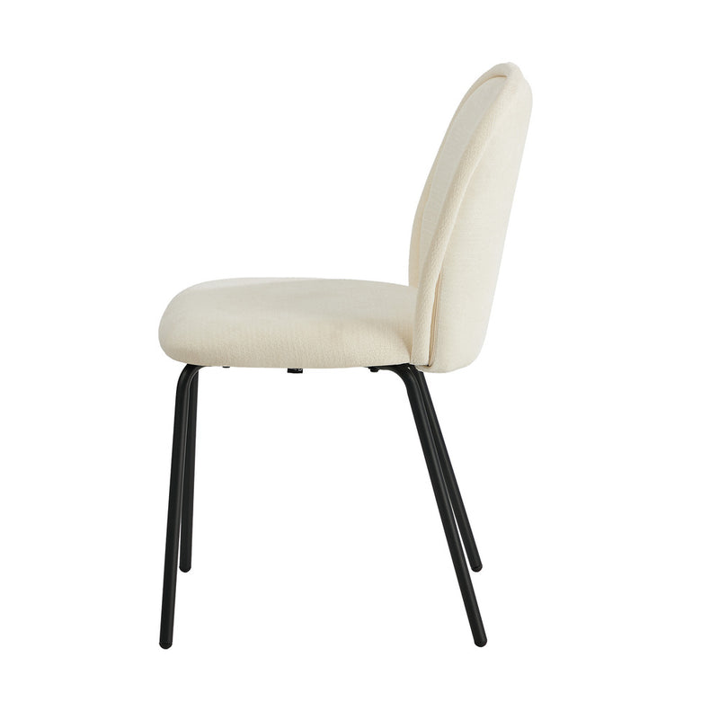 Oikiture 2x Dining Chairs Kitchen Chairs Chenille Pad Metal Legs Beige
