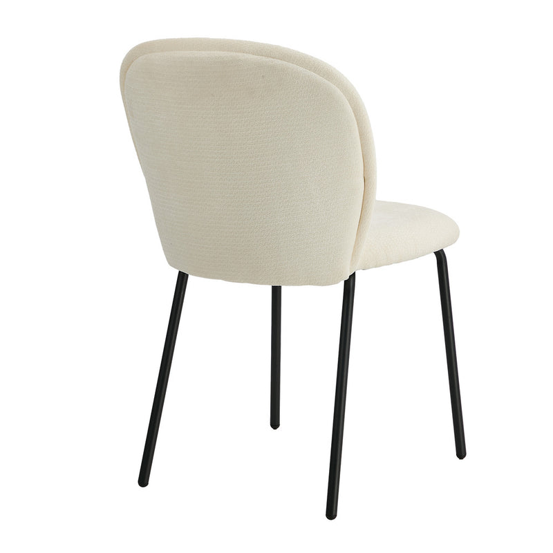Oikiture 2x Dining Chairs Kitchen Chairs Chenille Pad Metal Legs Beige