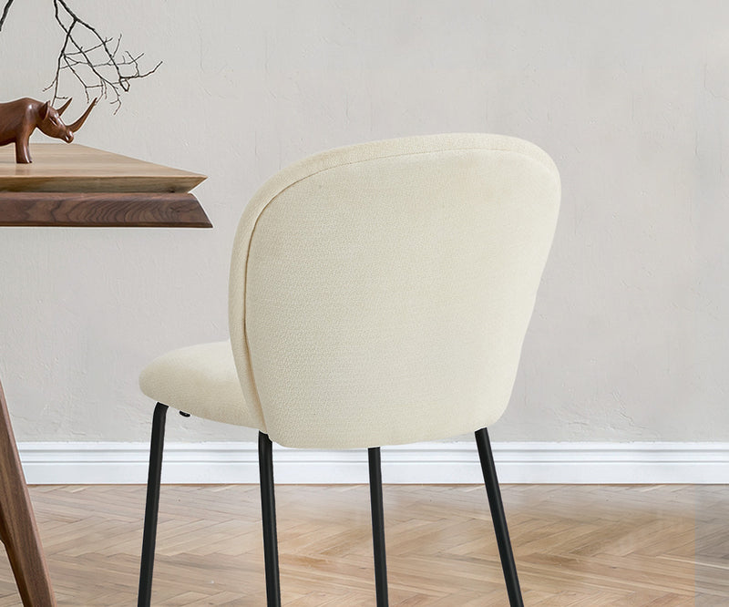 Oikiture 2x Dining Chairs Kitchen Chairs Chenille Pad Metal Legs Beige