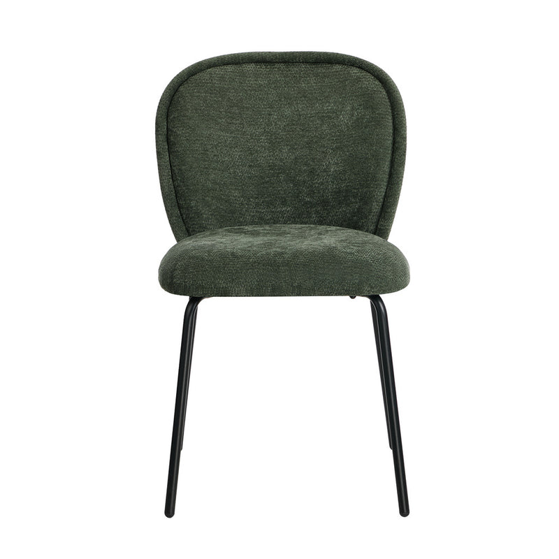Oikiture 2x Dining Chairs Kitchen Chairs Chenille Pad Metal Legs Green