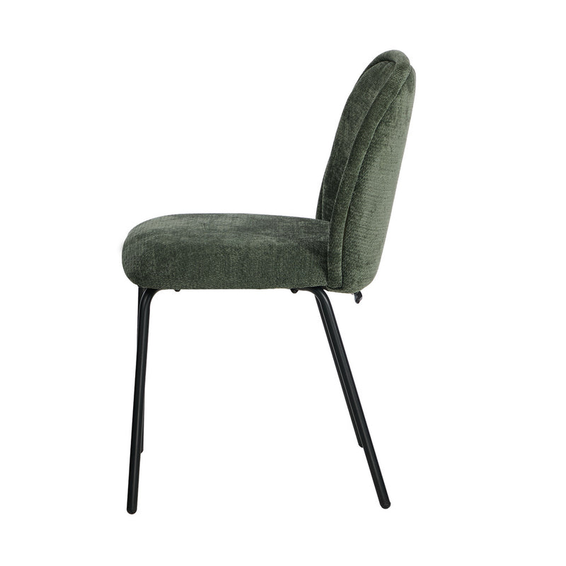 Oikiture 2x Dining Chairs Kitchen Chairs Chenille Pad Metal Legs Green