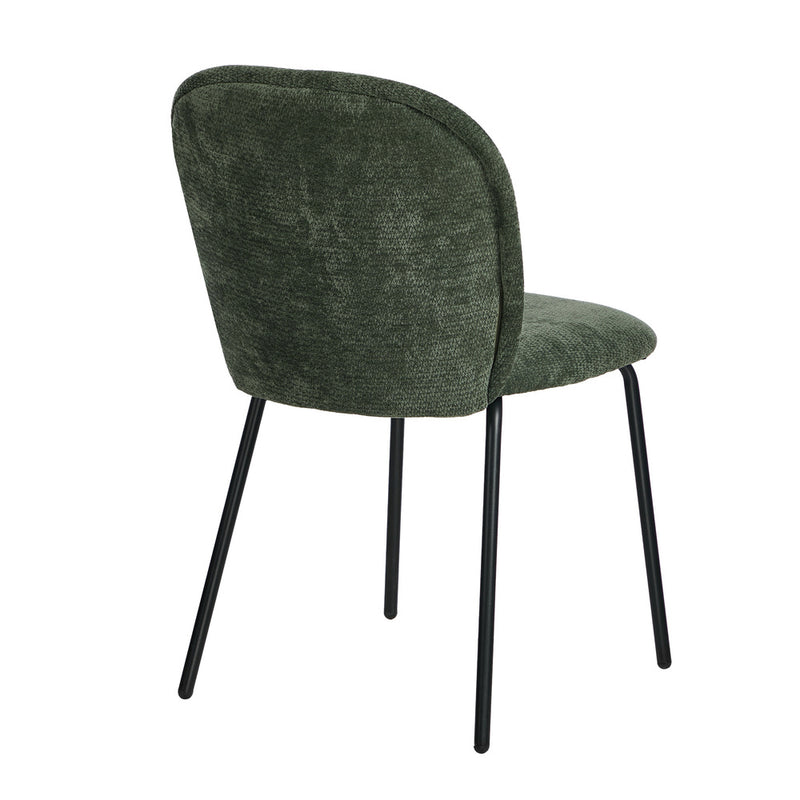 Oikiture 2x Dining Chairs Kitchen Chairs Chenille Pad Metal Legs Green