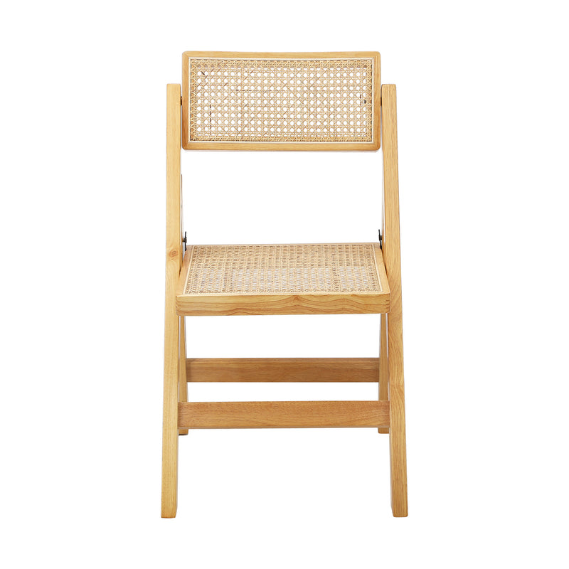 Oikiture 2x Dining Chairs Folding Rattan Chair Wooden