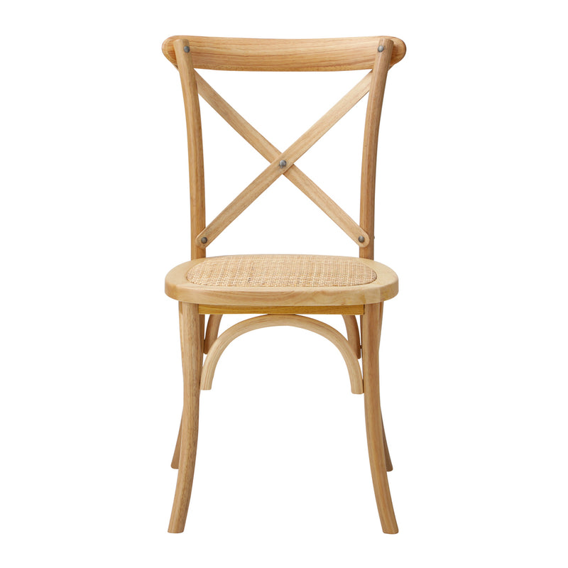 Oikiture Set of 2 Dining Chair with Crossback Timber Wooden