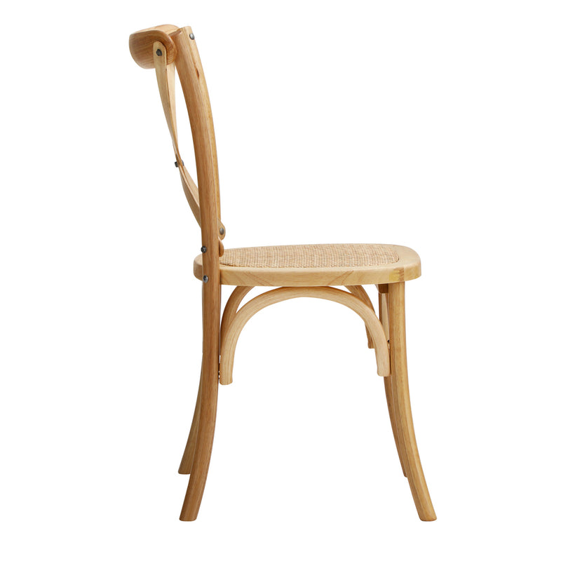 Oikiture Set of 2 Dining Chair with Crossback Timber Wooden